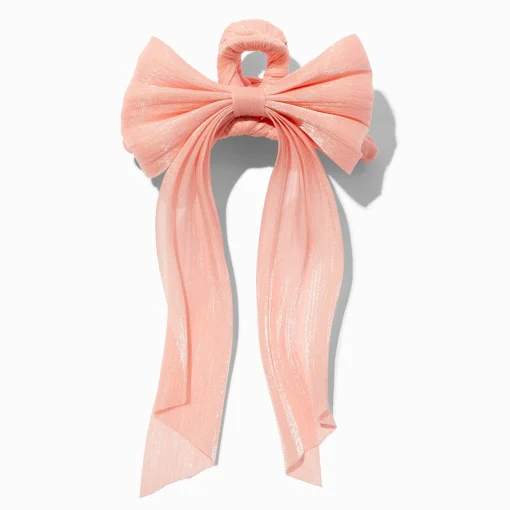 Pastel Orange Organza Bow Hair Claw