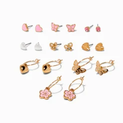 Pastel Pink Earring Stackables Set - 9 Pack