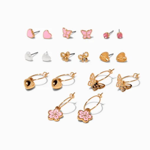 Pastel Pink Earring Stackables Set - 9 Pack