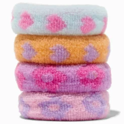 Pastel Print Rolled Hair Ties - 4 Pack