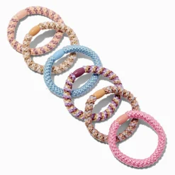 Pastel Rainbow Elastic Hair Ties - 6 Pack