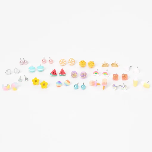 Pastel Rainbow Mixed Stud Earrings -20 Pack