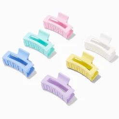 Pastel Rainbow Rectangle Hair Claw - 6 Pack