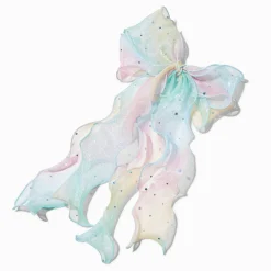 Pastel Sparkle Long Tail Hair Bow Clip