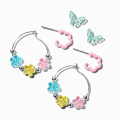 Pastel Spring Mixed Stud & Hoop Earrings - 3 Pack