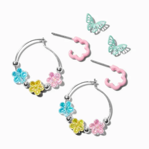 Pastel Spring Mixed Stud & Hoop Earrings - 3 Pack