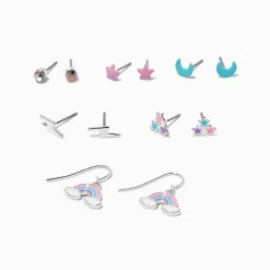 Pastel Star & Rainbow Mixed Stud & Drop Earring Set - 6 Pack