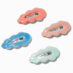 Pastel Wavy Jelly Snap Hair Clips - 4 Pack