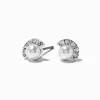 Pearl & Crystal Fan Silver-tone Stud Earrings
