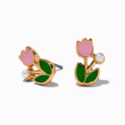 Pearl & Tulip Stud Earrings
