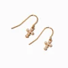 Pearl Cross Gold-tone Drop Earrings