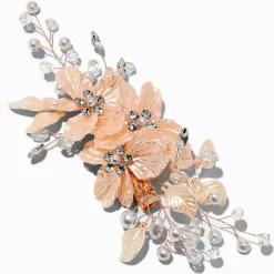 Pearl, Crystal, & Pink Flower Spray Hair Barrette