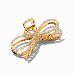Pearl Gold Metal Bow Hair Claw