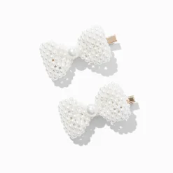 Pearl Hair Bow Clips - 2 Pack