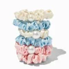 Pearl Pink, Blue, & Ivory Skinny Silky Hair Scrunchies - 6 Pack