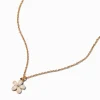 Pearlized White Flower Gold-tone Pendant Necklace