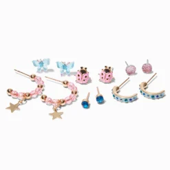 Pink & Blue Summer Mixed Stud Earrings - 6 Pack