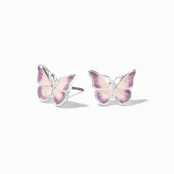 Pink & Purple Ombré Butterfly Stud Earrings
