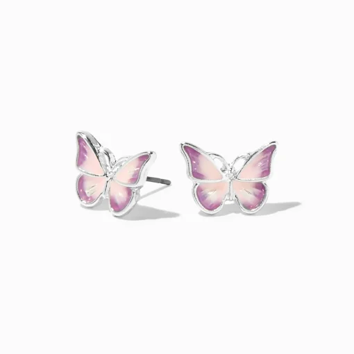 Pink & Purple Ombré Butterfly Stud Earrings
