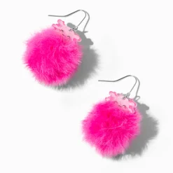Pink Axolotl Pom Pom 1.5" Drop Earrings