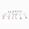 Pink Beaded Flower Earrings Set - 6 Pack