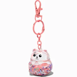 Pink Bear Water-Filled Glitter Keychain