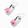 Pink Boba Tea Panda 1.5" Drop Earrings