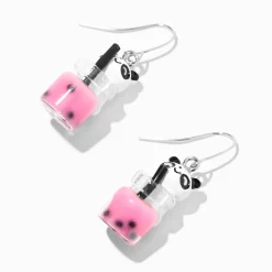 Pink Boba Tea Panda 1.5" Drop Earrings