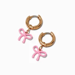 Pink Bow Hoop Earrings