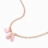 Pink Bubble Initial Heart Pendant Necklace - A
