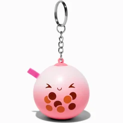 Pink Bubble Tea Stress Ball Keychain