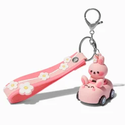 Pink Bunny Car Wristlet Keychain