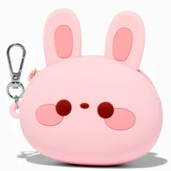 Pink Bunny Jelly Coin Purse Keychain