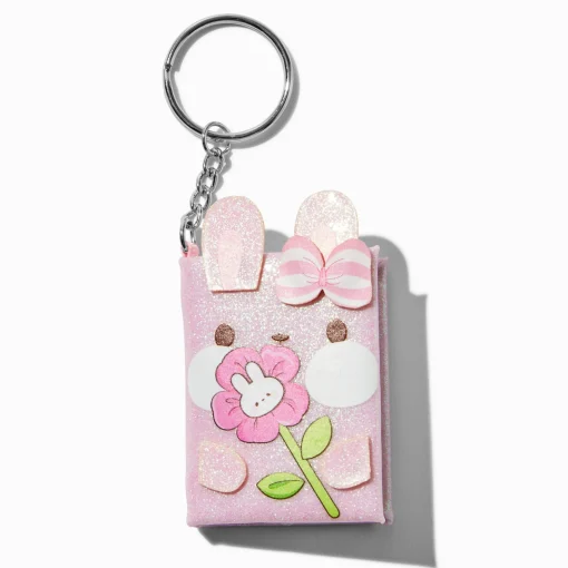 Pink Bunny Mini Notebook Keychain