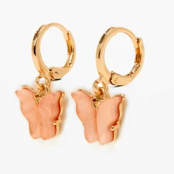 Pink Butterfly 10mm Hoop Earrings