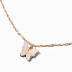 Pink Butterfly Pendant Necklace