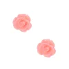 Pink Carved Rose Sterling Silver Post Stud Earrings