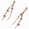 Pink Carved Roses Vine 3" Drop Earrings