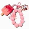 Pink Cat Ice Pop Wristlet Keychain