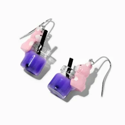 Pink Corgi Purple Bubble Tea 1" Drop Earrings