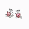 Pink Crystal Teddy Bear Stud Earrings