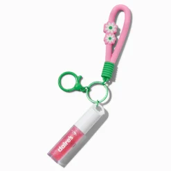 Pink Daisy Lip Gloss Keychain