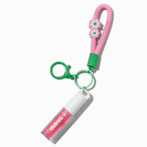 Pink Daisy Lip Gloss Keychain