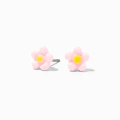 Pink Daisy Stud Earrings