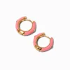 Pink Enamel Huggie Hoop Earrings