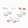 Pink Floral Butterfly Earrings Set - 6 Pack