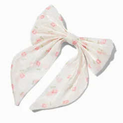 Pink Floral Organza Hair Bow Clip