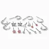 Pink Flower Mixed Silver-tone Stud Earrings - 9 Pack