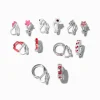 Pink Flowers & Checks Clip-On Earring Set - 6 Pack