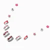Pink Flowers & Checks Earring Set - 6 Pack